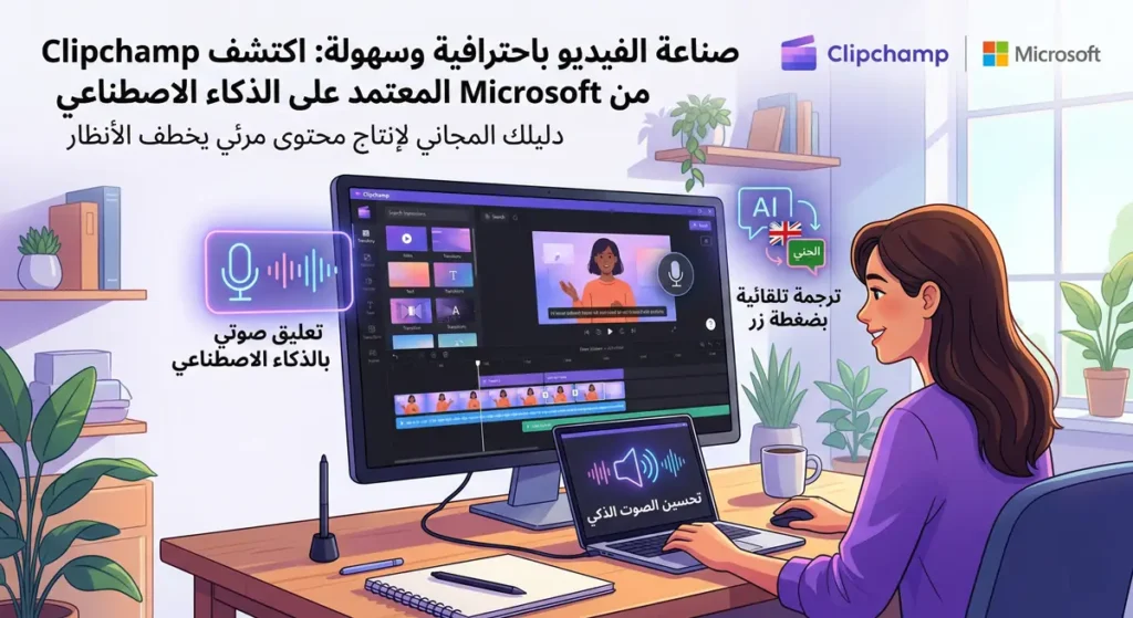 بنت تستخدم clipchamp
