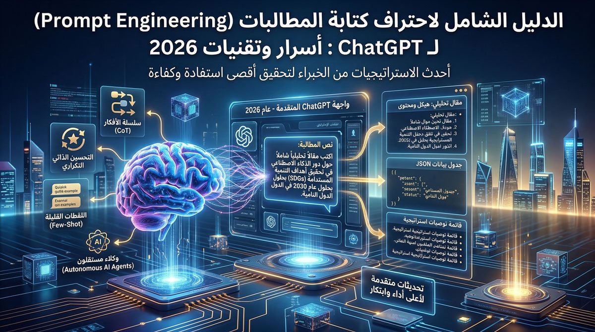 احتراف كتابة المطالبات (Prompt Engineering) لـ ChatGPT: دليلك الشامل 2026